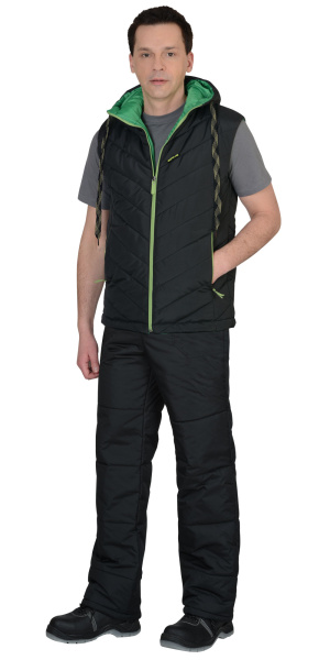 Жилет "СТИЛЬ" утепленный : черный ( на зеленой подкладке)  (ЧЗ) Жилет "СТИЛЬ" утепленный : черный ( на зеленой подкладке)  (ЧЗ)