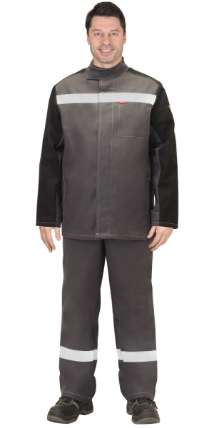 Костюм сварщика "ГЕРКУЛЕС" летний: куртка, п/к темно-серый с черным, СОП 50мм (ЧЗ) Костюм сварщика "ГЕРКУЛЕС" летний: куртка, п/к темно-серый с черным, СОП 50мм (ЧЗ)