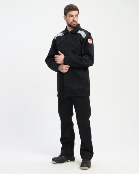 Костюм сварщика с усилением Арсенал-СОП 3 кл.защиты (тк.Хлопок-ОП,490) брюки, черный Костюм сварщика с усилением Арсенал-СОП 3 кл.защиты (тк.Хлопок-ОП,490) брюки, черный